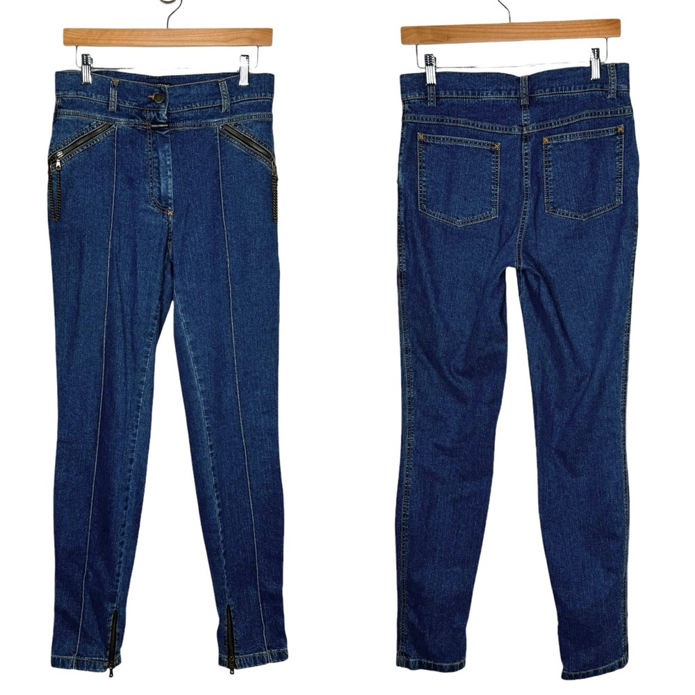 Dolce & Gabbana | Vintage 2000’s Pintuck Chain Zip Jeans Blue Denim IT38/US 2